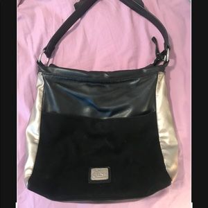 CÉLINE DION Black and silver shoulder purse